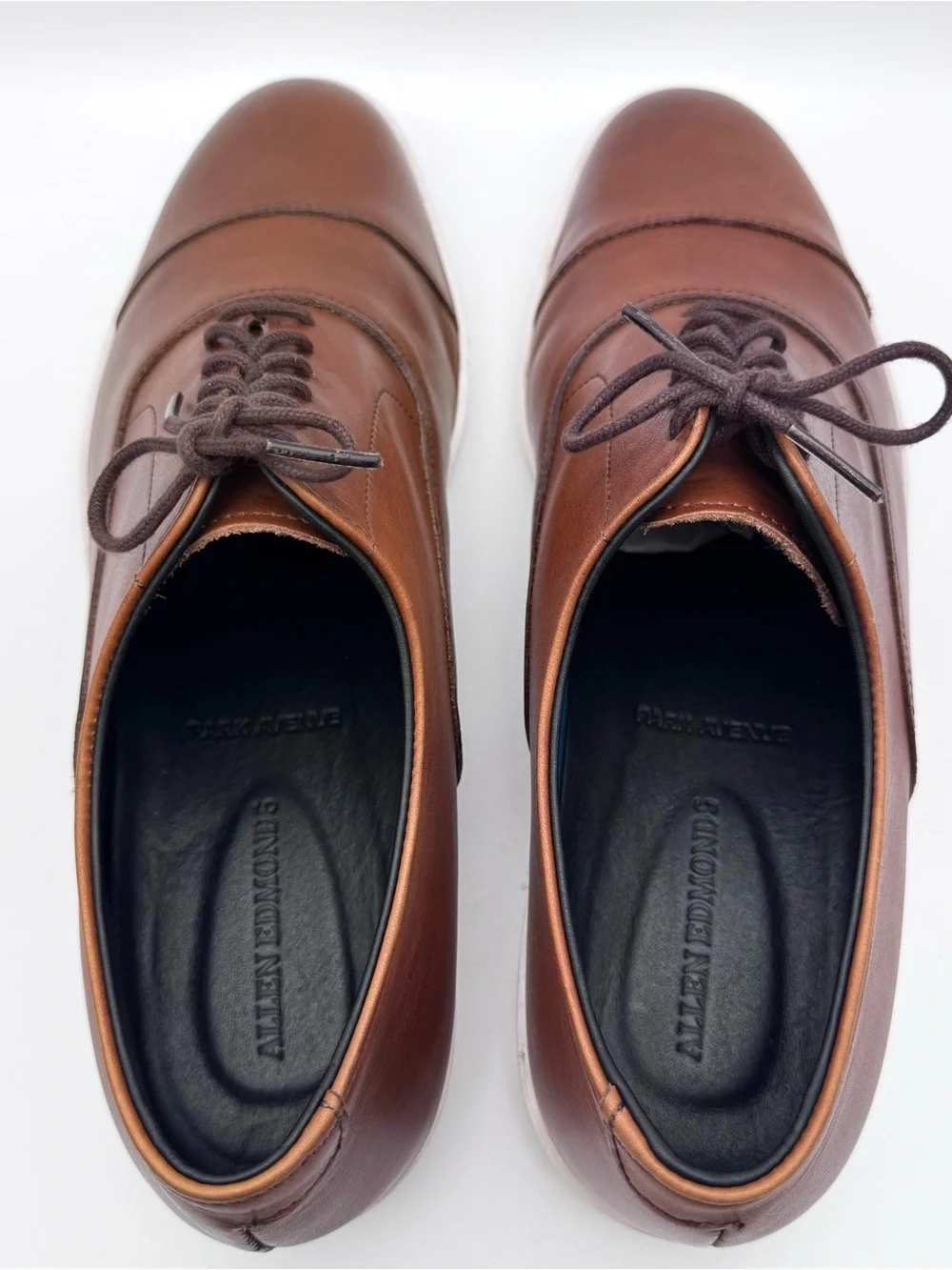 Allen Edmonds Park Avenue Brown Leather Cap Toe Hybrid Dress Shoes Sneakers 11 D